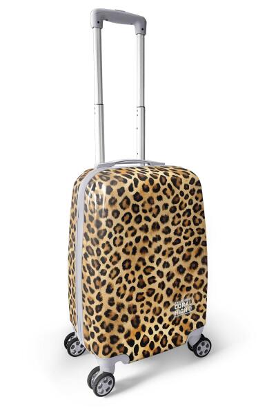 Coral High Kahverengi Leopar Desenli PC Kabin Boy Valiz (50cm) 16841 - 6