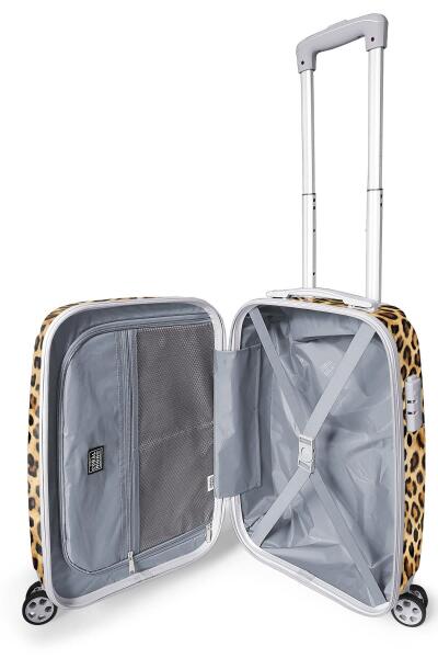 Coral High Kahverengi Leopar Desenli PC Kabin Boy Valiz (50cm) 16841 - 2