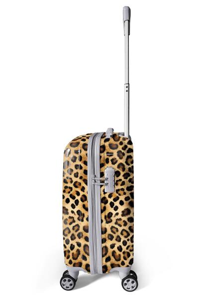 Coral High Kahverengi Leopar Desenli PC Kabin Boy Valiz (50cm) 16841 - 5