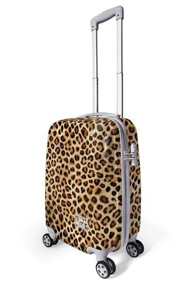 Coral High Kahverengi Leopar Desenli PC Kabin Boy Valiz (50cm) 16841 - 3