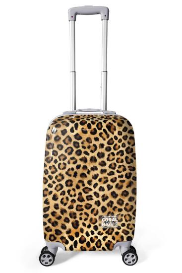 Coral High Kahverengi Leopar Desenli PC Kabin Boy Valiz (50cm) 16841 