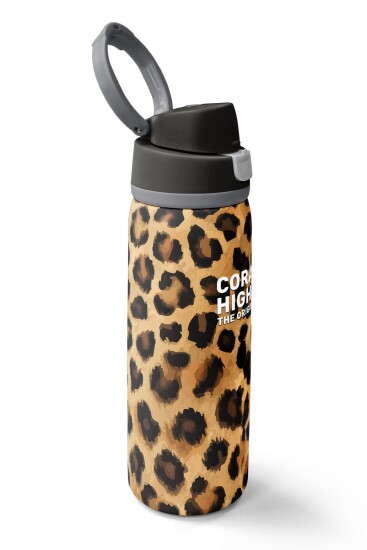 Coral High Kahverengi Leopar Desenli Pipetli ve Direkt İçim Çelik Termos 800 ml 38541 - 2