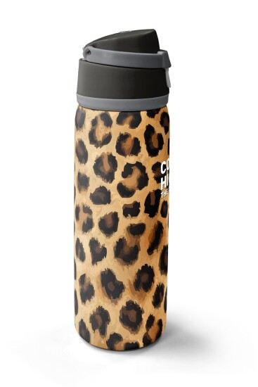 Coral High Kahverengi Leopar Desenli Pipetli ve Direkt İçim Çelik Termos 800 ml 38541 - 5