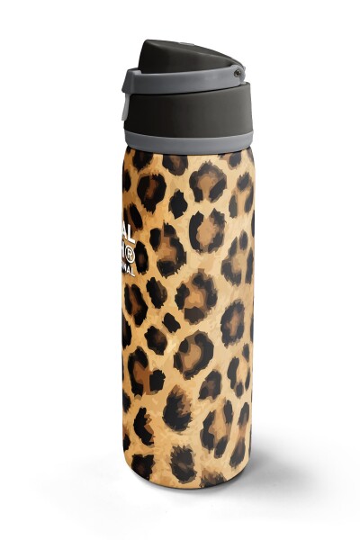 Coral High Kahverengi Leopar Desenli Pipetli ve Direkt İçim Çelik Termos 800 ml 38541 - 6