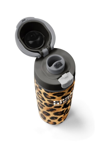 Coral High Kahverengi Leopar Desenli Pipetli ve Direkt İçim Çelik Termos 800 ml 38541 - 8