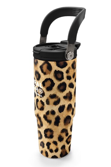 Coral High Kahverengi Leopar Desenli Pipetli ve Direkt İçim Çelik Termos 900 ml 38719 - 4