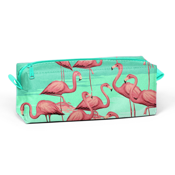 Coral High Su Yeşili Flamingo Desenli Kalem Çantası 22382 - 2