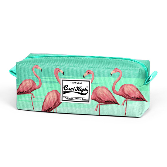 Coral High Su Yeşili Flamingo Desenli Kalem Çantası 22382 