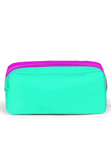 Coral High Kids Su Yeşili Pembe Simli Flamingo Desenli İki Bölmeli Kalem Çantası 22290 - 3