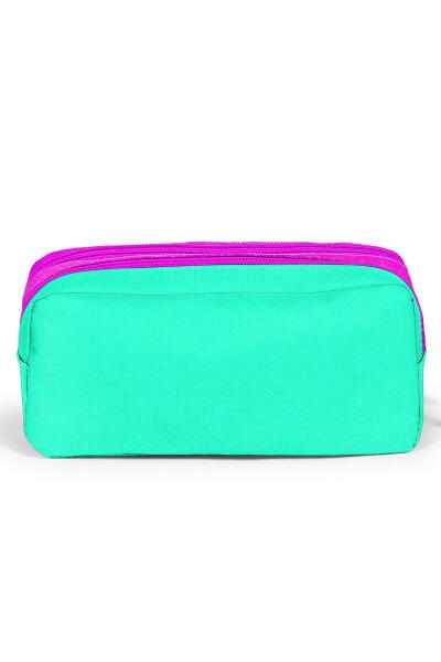 Coral High Kids Su Yeşili Pembe Simli Flamingo Desenli İki Bölmeli Kalem Çantası 22290 - 3