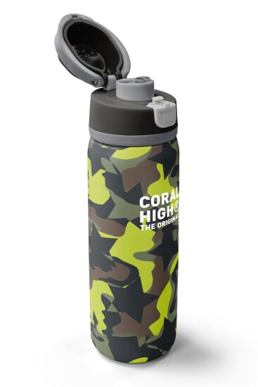 Coral High Kamuflaj Yıldız Desenli Pipetli ve Direkt İçim Çelik Termos 800 ml 38576 - 3