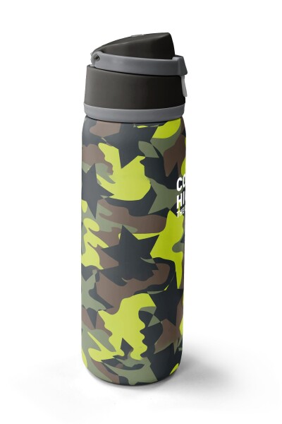 Coral High Kamuflaj Yıldız Desenli Pipetli ve Direkt İçim Çelik Termos 800 ml 38576 - 4