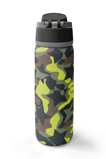 Coral High Kamuflaj Yıldız Desenli Pipetli ve Direkt İçim Çelik Termos 800 ml 38576 - 6