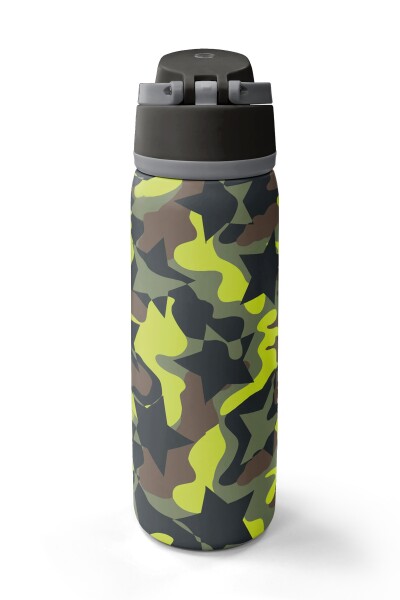 Coral High Kamuflaj Yıldız Desenli Pipetli ve Direkt İçim Çelik Termos 800 ml 38576 - 6