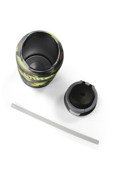 Coral High Kamuflaj Yıldız Desenli Pipetli ve Direkt İçim Çelik Termos 800 ml 38576 - 8