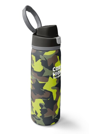 Coral High Kamuflaj Yıldız Desenli Pipetli ve Direkt İçim Çelik Termos 800 ml 38576 - 2