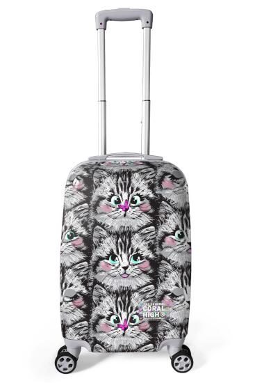 Coral High Kedi Desenli Kabin Boy Valiz (50cm) 16543 - Coral High