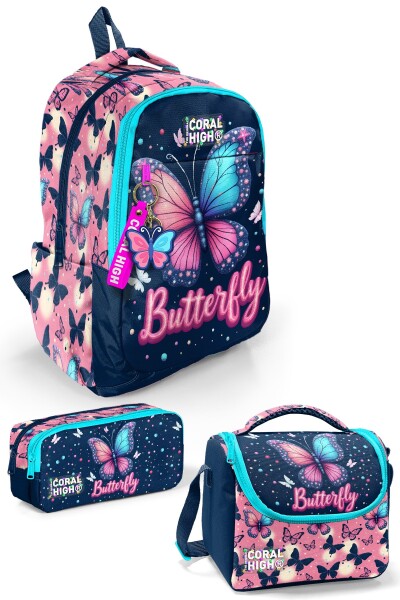 Coral High Kelebek Desenli 3’lü Okul Çanta Seti SET0133249 - 1
