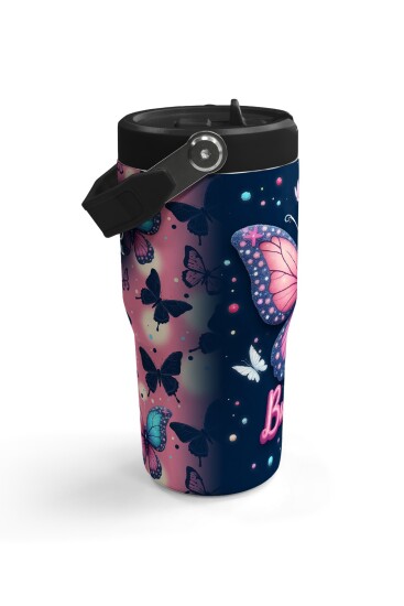 Coral High Kelebek Desenli Katlanır Ağızlıklı Çelik Termos 600 ml 38905 - 4