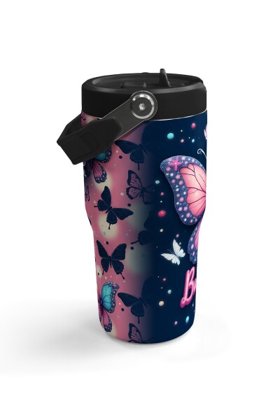 Coral High Kelebek Desenli Katlanır Ağızlıklı Çelik Termos 600 ml 38905 - 4