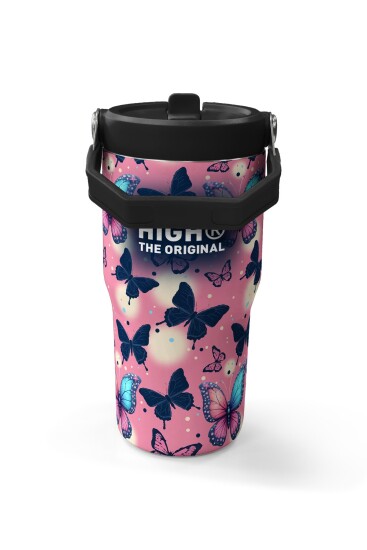 Coral High Kelebek Desenli Katlanır Ağızlıklı Çelik Termos 600 ml 38905 - 5