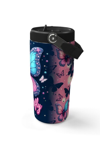 Coral High Kelebek Desenli Katlanır Ağızlıklı Çelik Termos 600 ml 38905 - 6