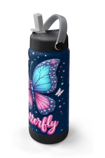 Coral High Kelebek Desenli Katlanır Ağızlıklı Çelik Termos 650 ml 38331 - 2