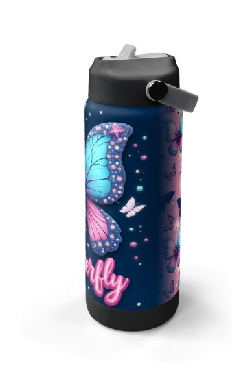 Coral High Kelebek Desenli Katlanır Ağızlıklı Çelik Termos 650 ml 38331 - 4