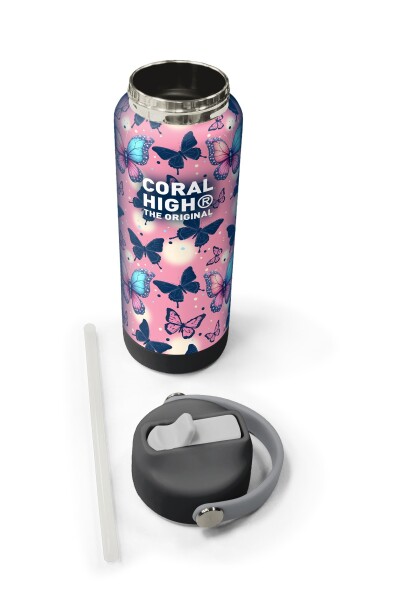 Coral High Kelebek Desenli Katlanır Ağızlıklı Çelik Termos 650 ml 38331 - 5