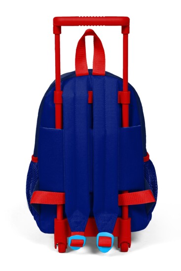 Minik Yuva Çekçekli Sırt Çantası Saks Mavi Astronot Desenli İki Bölmeli 24018 - 5