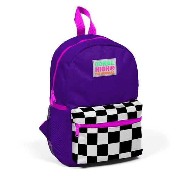 Minik Yuva Sırt Çantası Mor Dama Desenli İki Bölmeli 23502 - 1