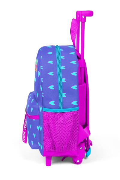 Minik Yuva Çekçekli Sırt Çantası Lavanta Pembe Kalp Desenli İki Bölmeli 24007 - 6