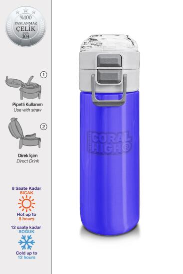 Coral High Kids Açık Mor Pipetli ve Direkt İçim Çelik Termos 500 ml 31830 - Coral High KIDS