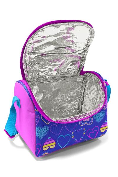 Coral High Kids Açık Pembe Lavanta Kalp Desenli Beslenme Çantası 11818 - 4