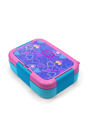 Coral High Kids Açık Pembe Lavanta Kalp Desenli Paslanmaz Çelik Beslenme Kabı 39303 - 2