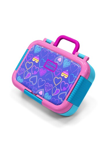 Coral High Kids Açık Pembe Lavanta Kalp Desenli Paslanmaz Çelik Beslenme Kabı 39303 