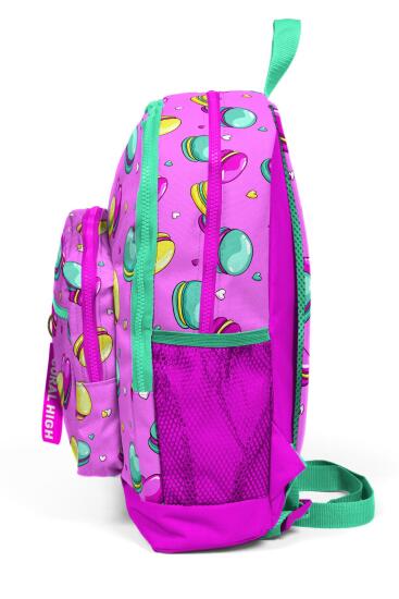 Coral High Kids Açık Pembe Su Yeşili Makaron Desenli Dört Bölmeli Okul Sırt Çantası 23462 - 2