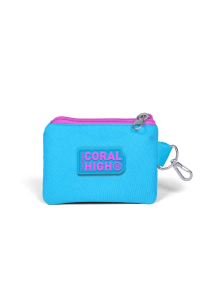 Coral High Kids Açık Pembe Mavi Kaplumbağa Desenli Bozuk Para Çantası 21873 - 2