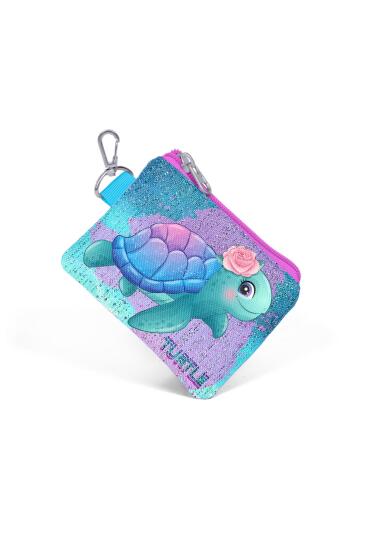 Coral High Kids Açık Pembe Mavi Kaplumbağa Desenli Bozuk Para Çantası 21873 - 3