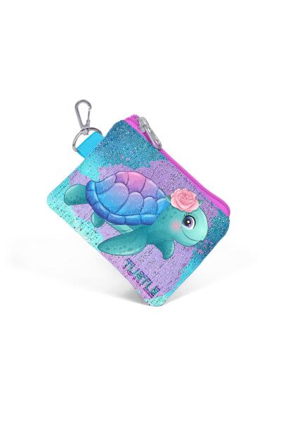 Coral High Kids Açık Pembe Mavi Kaplumbağa Desenli Bozuk Para Çantası 21873 - 3