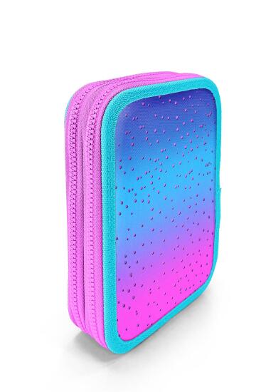 Coral High Kids Açık Pembe Mavi Kaplumbağa Desenli Çift Katlı Kalem Çanta 11134 - 3