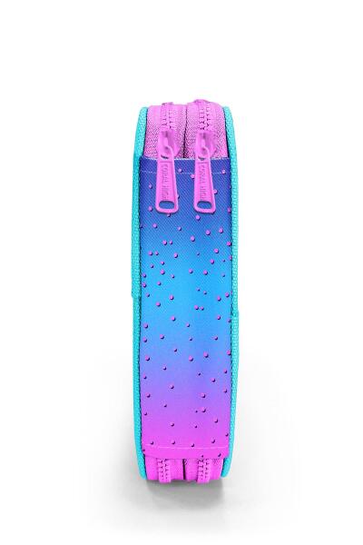 Coral High Kids Açık Pembe Mavi Kaplumbağa Desenli Çift Katlı Kalem Çanta 11134 - 8