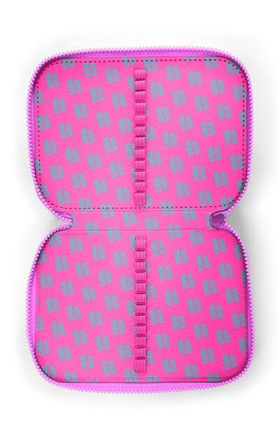 Coral High Kids Açık Pembe Mavi Kaplumbağa Desenli Çift Katlı Kalem Çanta 11134 - 7