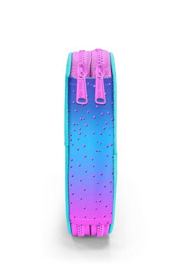 Coral High Kids Açık Pembe Mavi Kaplumbağa Desenli Çift Katlı Kalem Çanta 11134 - 8