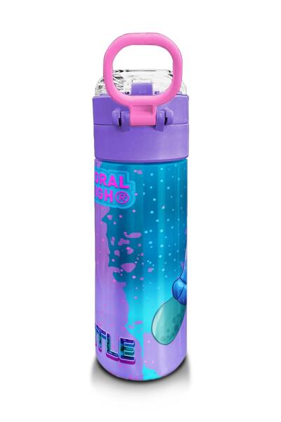 Coral High Kids Açık Pembe Mavi Kaplumbağa Desenli Pipetli ve Direkt İçim Çelik Termos 500 ml 31808 - 3
