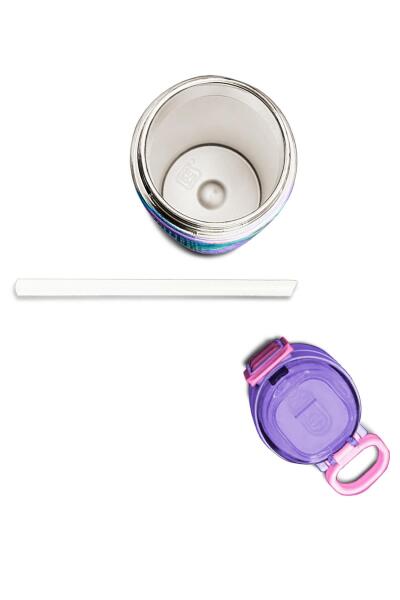 Coral High Kids Açık Pembe Mavi Kaplumbağa Desenli Pipetli ve Direkt İçim Çelik Termos 500 ml 31808 - 7
