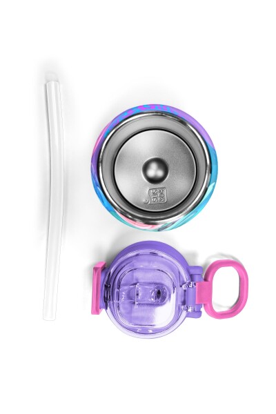 Coral High Kids Açık Pembe Mavi Kaplumbağa Desenli Pipetli ve Direkt İçim Çelik Termos 500 ml 31808 - 7