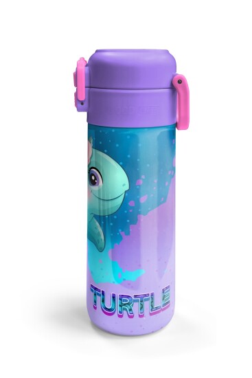 Coral High Kids Açık Pembe Mavi Kaplumbağa Desenli Pipetli ve Direkt İçim Çelik Termos 500 ml 31808 - 6