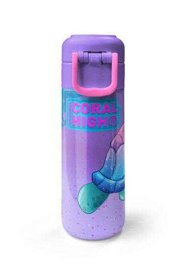 Coral High Kids Açık Pembe Mavi Kaplumbağa Desenli Pipetli ve Direkt İçim Çelik Termos 500 ml 31808 - 7