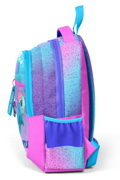 Coral High Kids Açık Pembe Mavi Kaplumbağa Desenli Üç Bölmeli Okul Sırt Çantası 23497 - 7